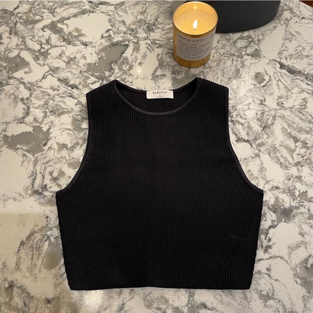 ARITZIA | Babaton Black Ribbed Crop Top